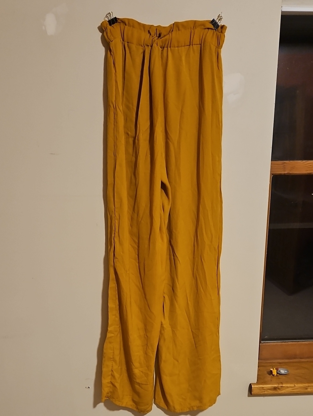 Windsor Mustard Paperbag Wide-Leg Pants